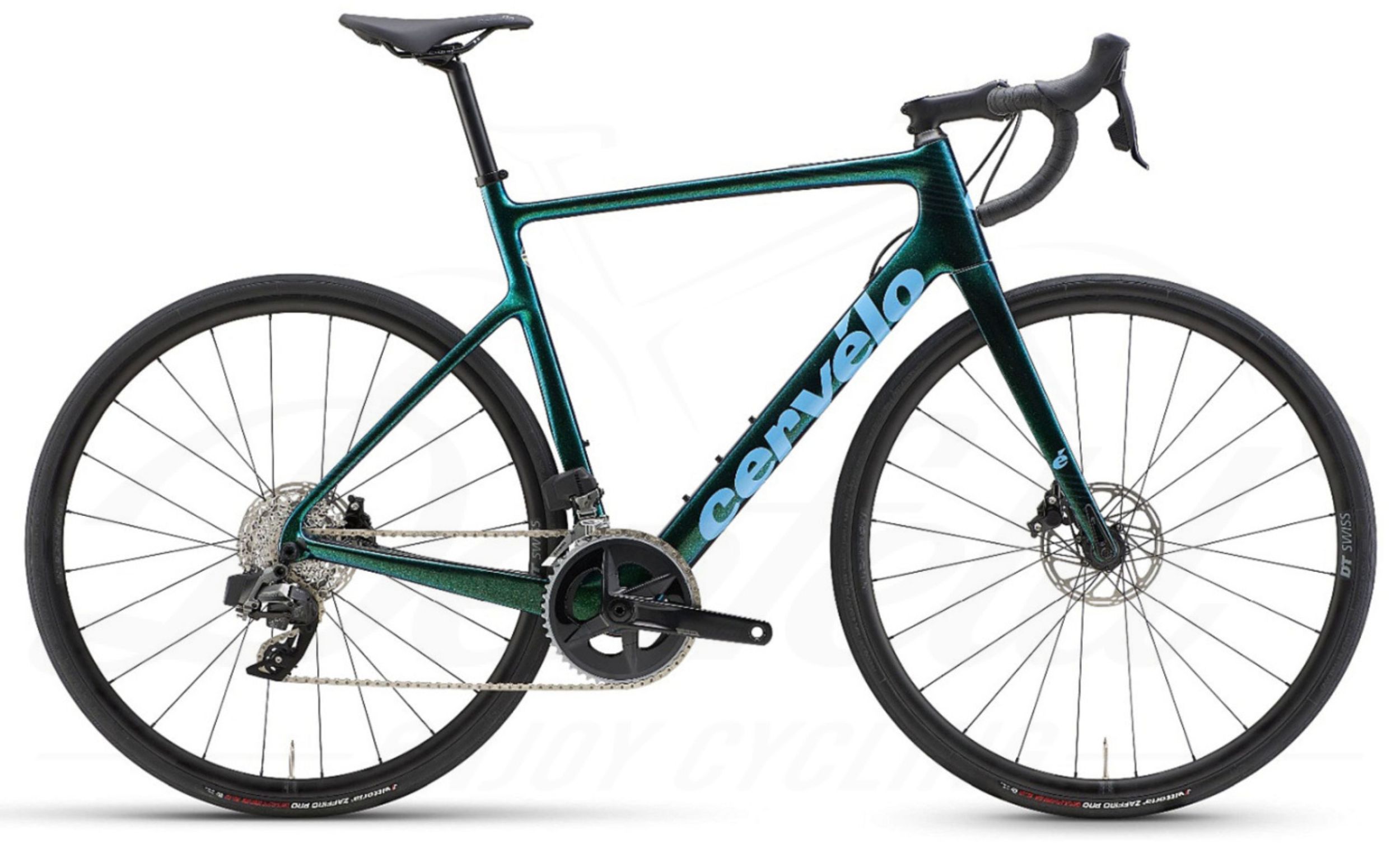Cervélo Caledonia Rival Etap AXS dérailleur électronique Cervélo Caledonia Rival eTap AXS grün mit blauer Schrift Seitenansicht rechts