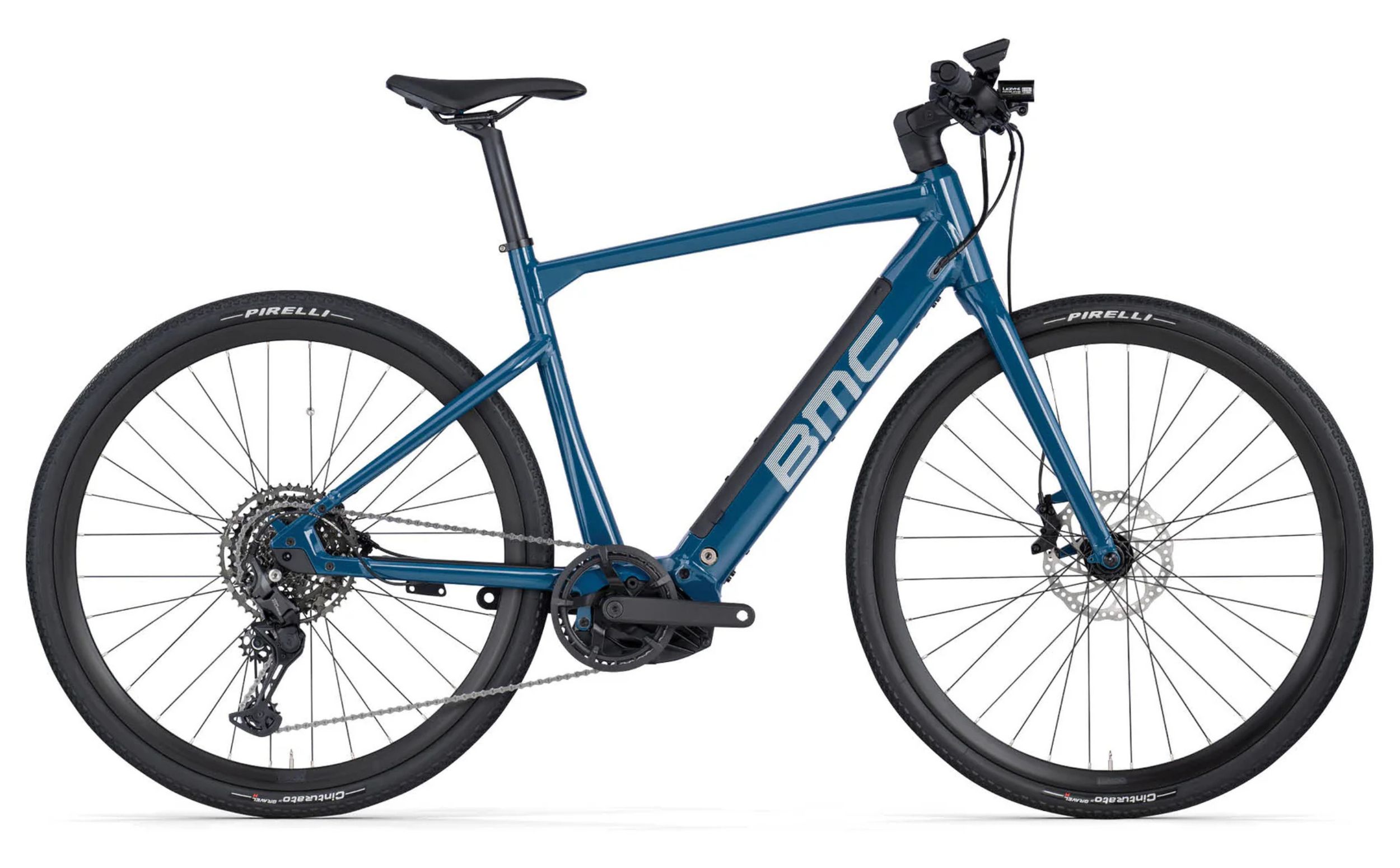 BMC Alpenchallenge AMP AL TWO Performance CX 625Wh BMC Alpenchallenge AMP TWO blau mit grauer Schrift Seitenansicht rechts