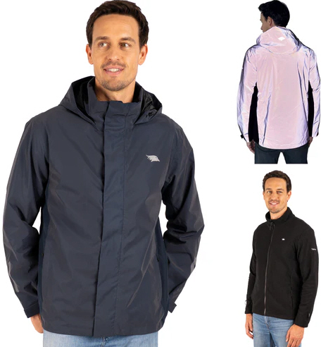 Valkental - Veste 3-en-1 Pour Homme Réfléchissante Et Imperméable [doublure Polaire Amovible Et Capuche Escamotable] Convient Comme Veste D'hiver, Veste De Pluie Et Veste De Vélo